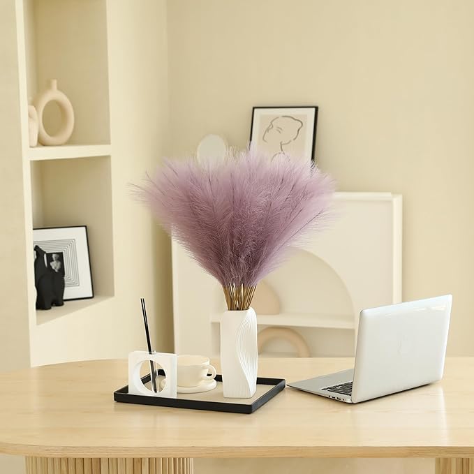 Purple Pampas Grass Decor - 30pcs 24 Inch Small Faux Pampas Grass Decor, Artificial Pompas Floral for Vase Filler, Table Centerpieces, Kitchen and House Decor (Purple)