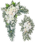 Artificial Flowers Wedding Arch Decor Arch Flowers (Set of 2) for Wedding Welcome Sign and Backdrop Decoration (New White)