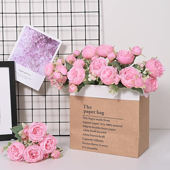 MARTINE MALL 12 Packs Peonies Artificial Flowers, Light Pink Artificial Peonies, Silk Peonies Flowers Fake Peonies Artificial Flowers Peonies Bouquet for Centerpiece Table Wedding Party Home Decor