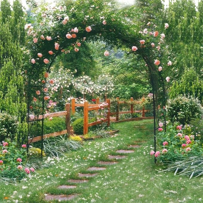 AOFOTO 10x10ft Wedding Backdrop Photography Background Romance Garden Path Beautiful Flowers Pergola Toddler Girl Portrait Scene Photo Shoot Studio Props Video Artistic