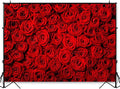 Avezano Valentine's Day Backdrop Rose Flower Wall Photo Background Red Rose Wedding Bridal Shower Photography Backdrop Mother's Day Birthday Party Dessert Table Banner (5x3ft)