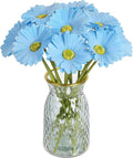 IPOPU Daisies Flowers Artificial,20PCS Blue Gerbera Daisy Artificial Flowers Fake Daisies for Wedding Party Office Home Decorations(Light Blue)