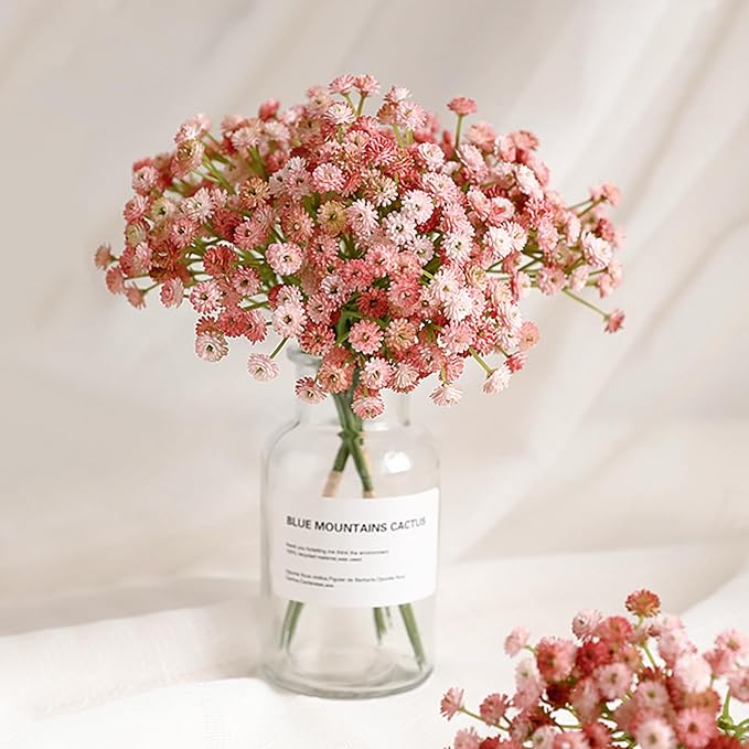 DEEMEI Babys Breath Artificial Flowers 10Pcs 30 Branches Fake Babys Breath Flowers Artificial Bulk Pink Gypsophila Bouquets Real Touch Faux Flowers for Wedding Floral Arrangement Party Home Decor