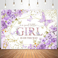 Sensfun Butterfly Baby Shower Backdrop A Sweet Little Girl is On The Way Photography Background Purple Butterfly Floral Princess Baby Shower Decorations Banner Party Supplies Photoshoot Props 10x7ft
