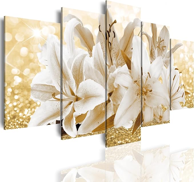 LUDUHU Modern Flower Theme Wall Art - Abstract Orchid Canvas Wall Decor Flower Abstract Painting Still Life Canvas Wall Art for Home Decor (H,Oversize 40x20inch)