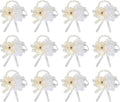 MECCANIXITY 12Pcs Wrist Corsage Artificial Flower Bracelets Rose Wrist Bride Groom Decorative for Wedding Ceremony Prom Party Anniversary Cream