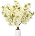 4PCS 25.6inch Lilac Artificial Flowers White Fake Delphinium Long Stem Silk Real Touch Flower Faux Lilac Floral Arrangement for Tall Vase Table Centerpieces Wedding Garden Home Decoration（White）