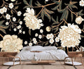 Peony Flower Retro Seamless Pattern Wallpaper, Large Art Background Wall Mural for Bedroom and Living Room(Non-self-Adhesive)