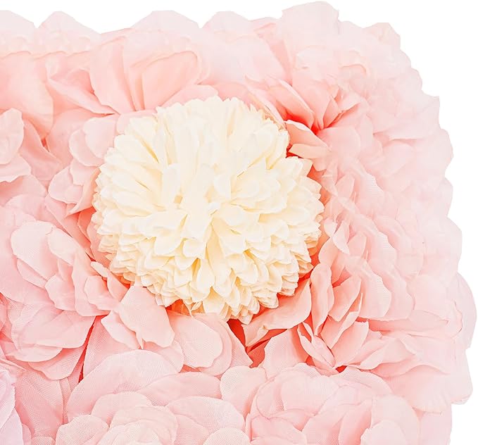 12 Pcs White Flower Wall Flowers Backdrop Artificial Flower for Backdrop Flowers Decoration 3D Floral Panels for Wall Decor Home Party Wedding Room Decoration (38x38cm/Pink+ Champagne)