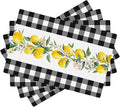 Lemon Linen Placemats Set of 4 Black White Buffalo Plaid Placemats for Indoor Outdoor Party Home Desktop Kitchen Dining Room Decor 12x18 Inch