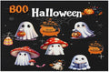 Halloween Ghosts Pumpkin Cute Placemats Set of 4 PVC Vinyl Non Slip Table Mats Heat Resistant Place Mats Washable Wipeable Dining Table Mat for Kitchen Decor Party Indoor Outdoor Decorative Gift