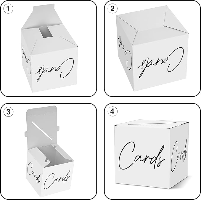 Classic Elegant Card Box – 1 Set Hot Stamping Card Receiving Box for Gift Envelope Money – Wedding Bridal Baby Shower Birthday Graduation Party Supplies Decorations ( 8"*8"*8", Black and Gold)-A01