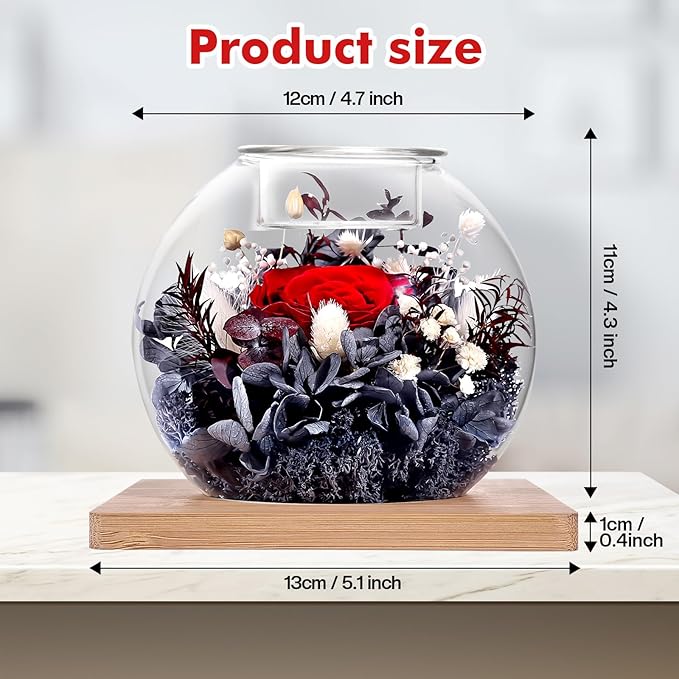 Christmas Birthday Gifts for Women Preserved Roses in Glass Dome with Scented - Romantic Preserved Flower for Women, Girlfriend, Wife, Mom, Grandma, Sister, Her-Red