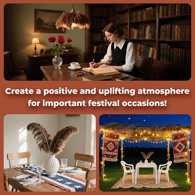 Piokio 20pcs Natural Brown Ostrich Feathers 10-12 inch (25-30cm) Bulk Feathers for Wedding Party Centerpieces, Home Decoration and DIY Clothing, Gatsby Decorations