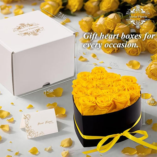 16 Forver Preserved Flowers in a Heart Box, Flowers for Her,Eternal Roses Flowers for Delivery Prime, Flowers Birthday Gifts for Women Mom Grandma Wife - Yellow