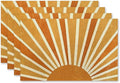 Boho Placemats Set of 4, 70s Retro Boho Neutral Sun Sunshine Placemats, Boho Mid Century Modern Table Mats Place Mats for Kitchen Dining Table Decoration 16.9x11.4 Inch