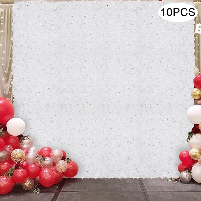 16"x 24" Artificial Flower Wall Panels,Flower Wall Mat Silk Flower Panels for Outdoor Garden Backyard Fence Fence Privacy Screen and Indoor Wall Decor(10Pcs White,Style 3)