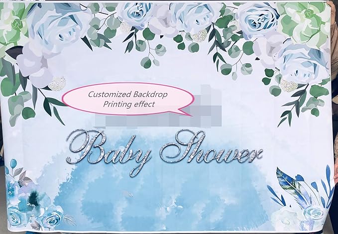 AOFOTO 7x5ft Flowers Baby Elephant Backdrop Watercolor Blue Boy Gender Reveal Party Decoration Sweet Floral Baby Shower Photoshoot Background for Photography Kid Child Birthday Photo Studio Prop Vinyl