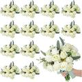 Zeyune 12 Pack Wedding Bridesmaids Bouquets 7 Inch Artificial Rose Bouquets Silk Flowers with Stems Fake Floral Bundles Bulk for Wedding Bridal Shower Party Centerpieces Home Decor(White Green)