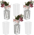 6 Packs Acrylic Flower Vases, Clear Tall Square Table Vases