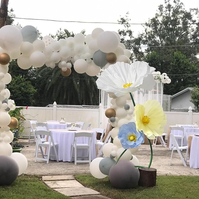 Wedding Decorations for Reception, Artificial Giant Flowers for Decoration, Party Banquet Decor,Home Decor,Photographic Props,Shop Window Display 3 Pack (Yellow Blue White)