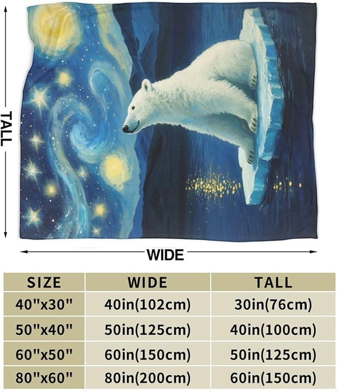 Polar Bear Blanket Cute White Bear Throw Blanket Soft Cozy Fleece Fuzzy Stuffed Plush Flannel Gifts for Girls Women Boys Kids Adults 50"X60"