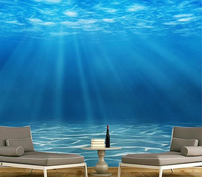 Cliouar-Waterfall in Underwater Light and Shadow Mural Wallpaper Peel and Stick 90" x 67"