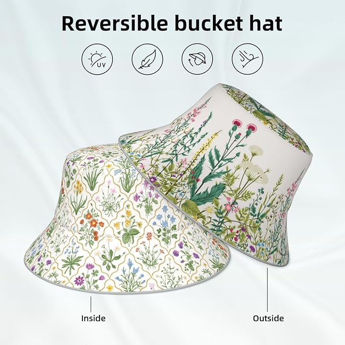 Hat Reversible Fisherman Hats Double Sided Wearing for Women Men Boys Girls