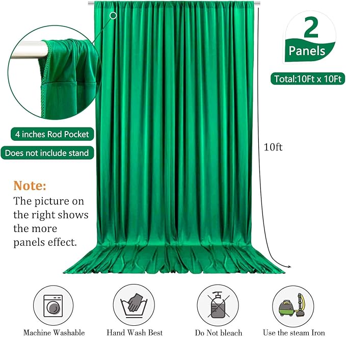 10 x 10 Feet Hunter Green Backdrop Curtain for Partie, Background Curtains for Photoshoot, Birthday, Wedding, Halloween, Thanksgiving, Christmas, New Year Party Decorations 5Ft x 10Ft, 2 Panels