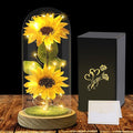 Christmas Sunflower Gifts for Women Mom Grandma, Enchanted LED Sunflower Lamp, Unique Artificial Flowers in Glass Dome, Present for Christmas,Birthday, Anniversary, Wedding,Mother's Day