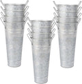 Set of 12 Small 10inch Flower Buckets for Flower Bar,Small Rustic Vase,Galvanized Bucket,Farmhouse Vase,Farmhouse Vases for Flowers (Silver,10'' Height,12pcs)