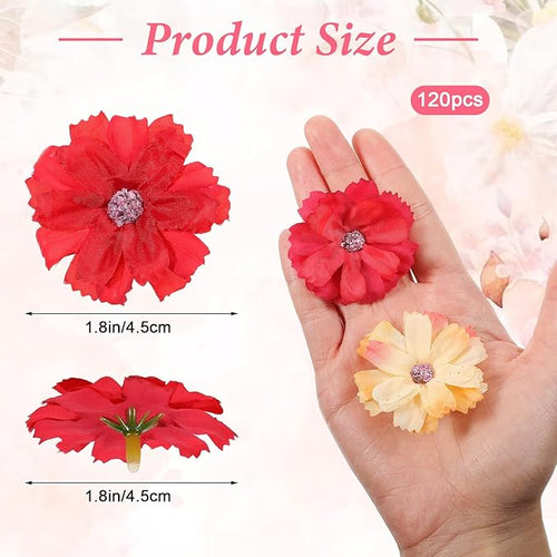 120 Pieces Small Flowers for Crafts Small Silk Faux Flower Fabric Flowers for Decorations Floral Arrangement Decor Daisy Roses Craft Supplies for DIY Wreath Wedding Party Baby Shower Decor