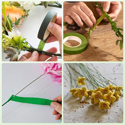 ZIIYAN Floral Arrangement Kit, Green Floral Tape Floral Stem Wire Floral Wire Boutonniere Flower pin and Wire Cutter Tools Kit for Bouquet Stem Wrap Florist, Wreath Making Supplies