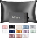 Blissy Silk Pillowcase - 100% Pure Mulberry Silk - 22 Momme 6A High-Grade Fibers - Silk Pillow Cover for Hair & Skin - Regular, Queen & King (Gray, King)