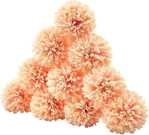 10Pcs Artificial Fake Flower Plants Silk Chrysanthemum Ball Hydrangea Arrangements Wedding Bouquets Decor Home Kitchen Garden Party Table Floral Centerpieces DIY (Grapefruit Pink)