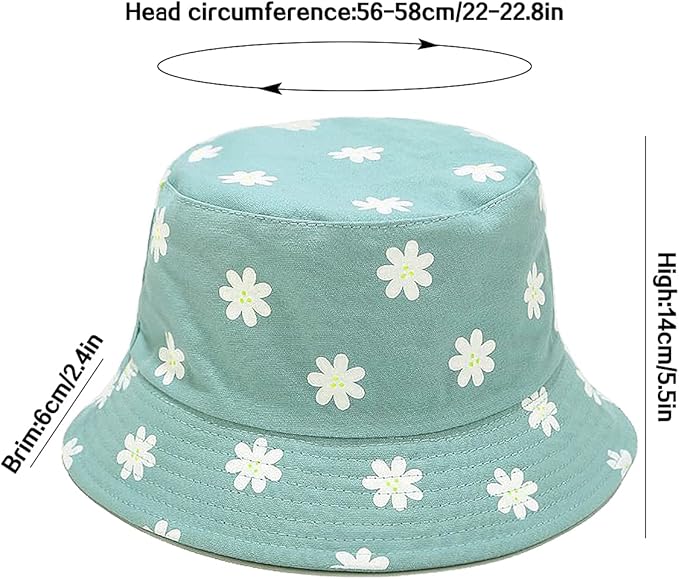 XYIYI Cute Bucket Hat Beach Fisherman Hats for Women, Reversible Double-Side-Wear