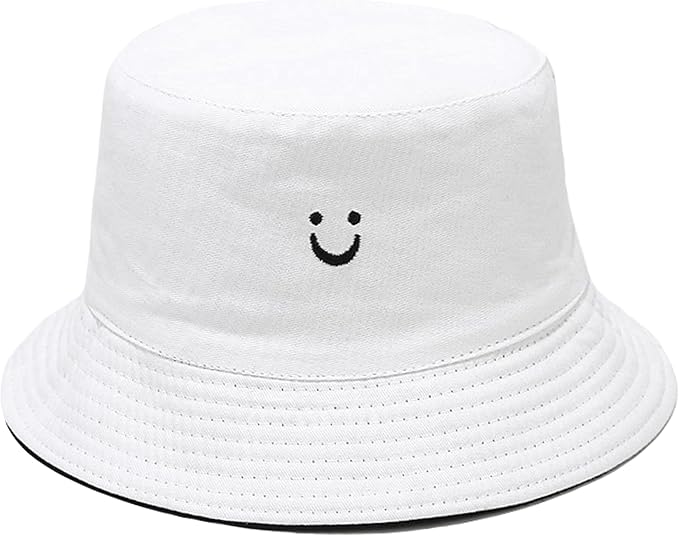 Flower Reversible Bucket Hat Cotton Summer Travel Beach Sun Hats Emboridery for Women Men