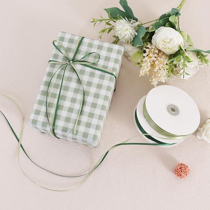 TONIFUL 1/8 Inch x 200 Yards Dark Green Thin Solid Satin Ribbon Giant Spool Double Face Ribbons for Crafts Hanging Tags Invitation Card Balloons Bouquet Hair Gift Wrapping Party Decoration