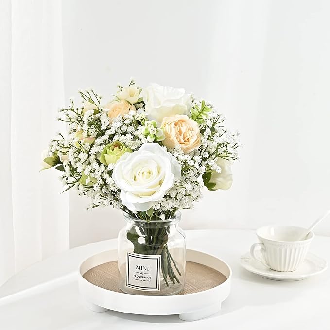 Yastouay Babys Breath Artificial Flowers, 16Pcs Fake White Babys Breath Flowers Artificial Bulk, Real Touch Faux Babies Breath Gypsophila Bouquet for Wedding Floral Arrangement Party Decor