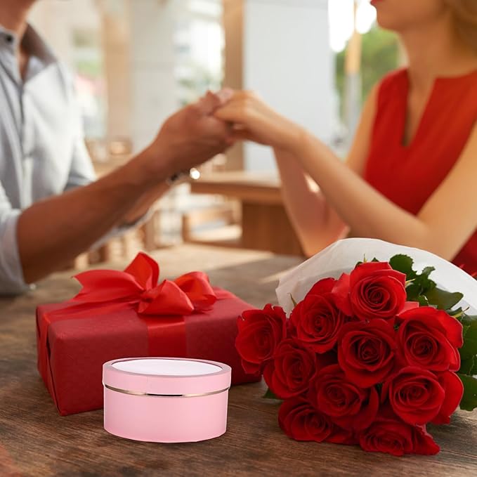 TOVINANNA 2pcs Floral Packaging Boxes with Lids for Valentine S Day Round Window PVC Flower Boxes Coated Paper Lightweight and Portable for Weddings Birthdays Anniversaries