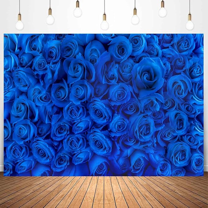 Blue Rose Flower Backdrop Royal Blue Rose Floral Valentines Photography Background Wedding Bridal Shower Photo Backdrops Birthday Party Decorations Portraits Photo Shoot Props 10x7ft