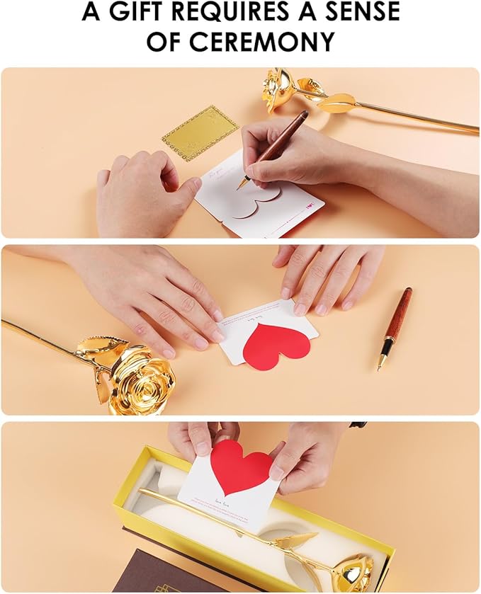 24K Gold Dipped Real Rose – Handcrafted, Elegant, One of a Kind – Romantic Gift for Her – Ideal for Birthday, Anniversary, Mother’s Day, Valentine’s (Gold)