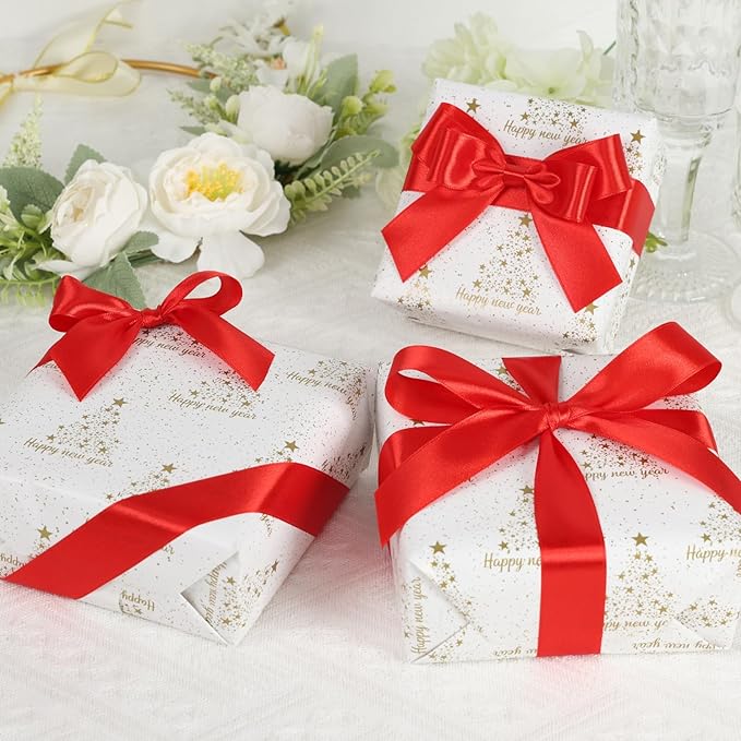 Red Ribbon 1 Inch 60 Yards, Versatile Solid Satin Ribbon for Flower Bouquet, Graduation Lei, Crafts, Gift Wrapping, Baby Shower, Christmas and Wedding