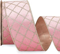 Ribbli Light Pink Velvet Ribbon Wired with Glitter Diamond Grid 2-1/2 Inch Christmas Ribbon for Christmas Tree Decoration Big Bow Gift Wrapping Crafts Wreaths Garland Supplies - 10 Yards
