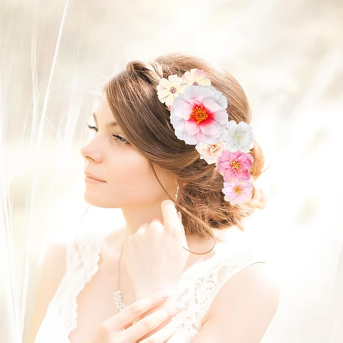 210 Pcs Mini Silk Flower Heads Small Pink Fake Rose Daisy Faux Flowers Bulk for Crafts Artificial Loose Fabric Flowers Heads Sunflower Bulk for Wedding Hair Cap Dresses Decorations (Light Pink Mixed)