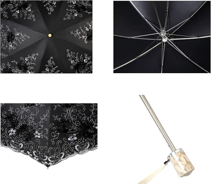 LCY Embroidered Lace Double-deck Anti-UV Parasol Sun/Rain/Snow Folding Umbrella