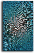 YaSheng Art - Contemporary Art Oil Painting on Canvas 3D Metallic Blue and Silver Texture Abstract Art Pictures Canvas Wall Art Paintings Modern Home Decor Abstract Paintings Ready to hang24x36inch