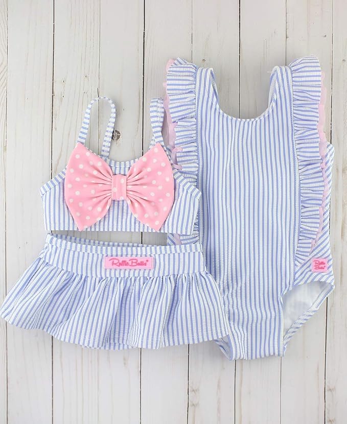 RuffleButts® Baby/Toddler Girls Ruffle Strap One Piece Swimsuit w/UPF 50+ Sun Protection