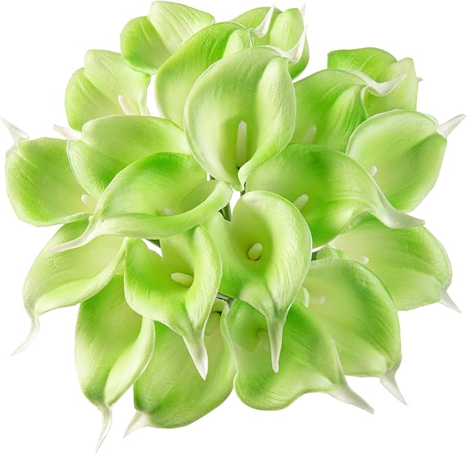 DuHouse 20Pcs Artificial Calla Lily Flower Real Touch Latex Flowers for DIY Wedding Bouquet Party Home Decor (Green)