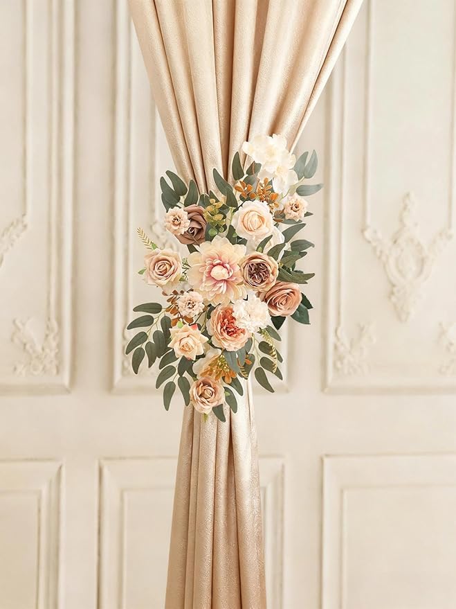 Artificial Flowers Combo Fake Roses Silk Flowers with Stems for DIY Wedding Bridal Bouquets Table Centerpieces Cake Birthday Baby Shower Wedding Anniversary Home Decorations(Champagne Nude)